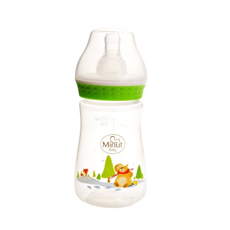 Biberon cu tetina  Ursul pacalit de vulpe  pentru +3 luni Baby, 125ml, Minut