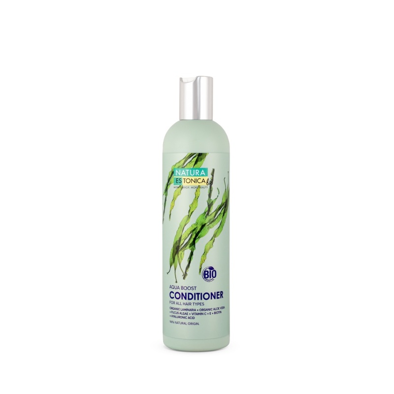 Balsam de par cu acid hialuronic aloe vera si alge marine Aqua Boost, 400ml, Natura Estonica