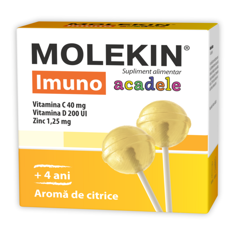 Molekin Imuno pentru +4 ani, 12 acadele cu aroma de citrice, Zdrovit