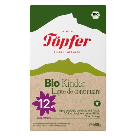 Lapte praf Topfer bio kinder, o alegere nutritivă pentru creșterea armonioasă a copilului tău după 12 luni