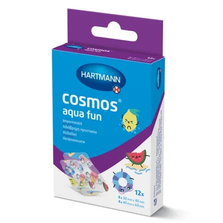 Plasturi rezistenți la apă aqua fun cosmos HARTMANN, protecție veselă pentru rănile copiilor