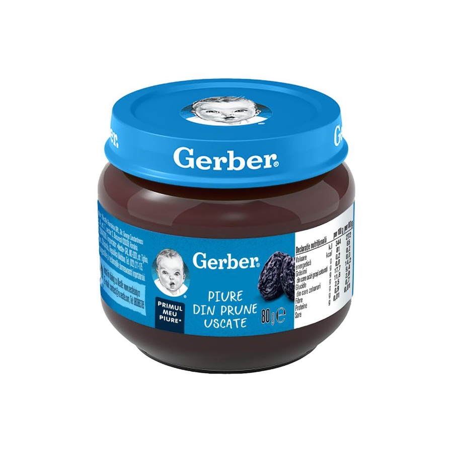 Piureul natural de prune gerber, o alegere blândă pentru primele gusturi ale bebelușului