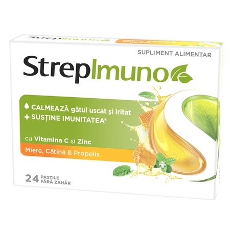 Strepimuno cu miere, cătină și propolis, 24 pastile de supt, un aliat natural pentru imunitate