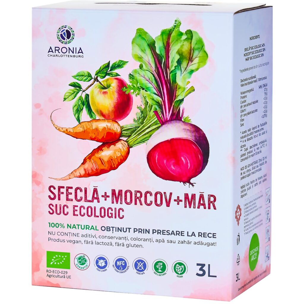 Suc ecologic sfeclă morcov și măr Aronia Charlottenburg, o alegere sănătoasă pentru fiecare zi?